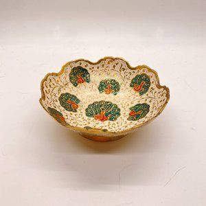 Vintage Gold Peacock Ring Small Scalloped Dish